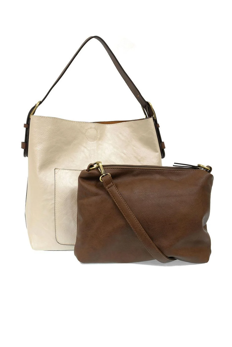 Joy Accessories Classic Hobo Handbag with Insert in Metallic Pearl-2