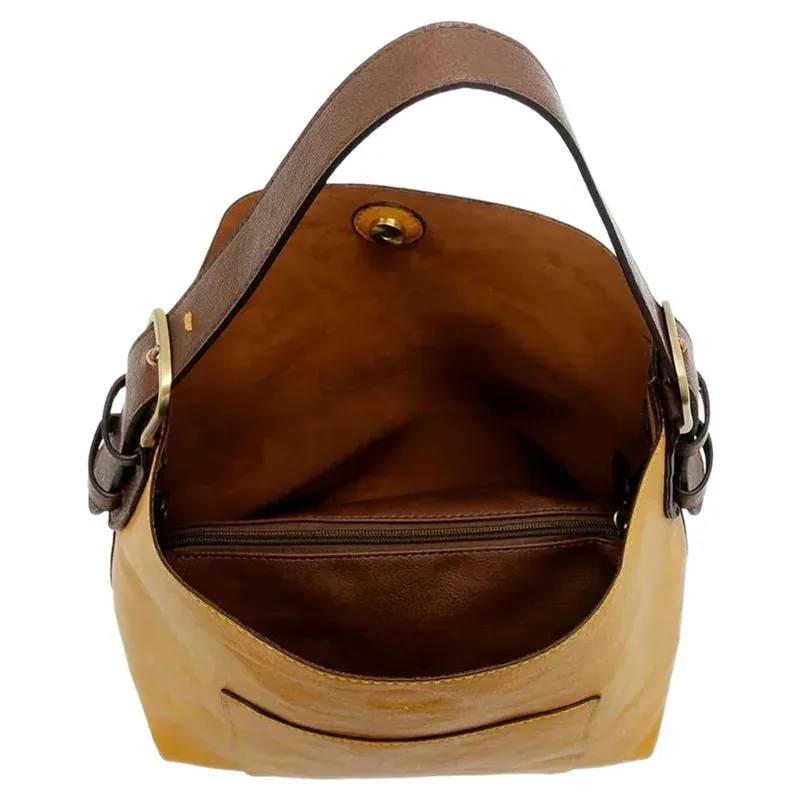 Joy Accessories Classic Hobo Handbag with Insert in Honey-3