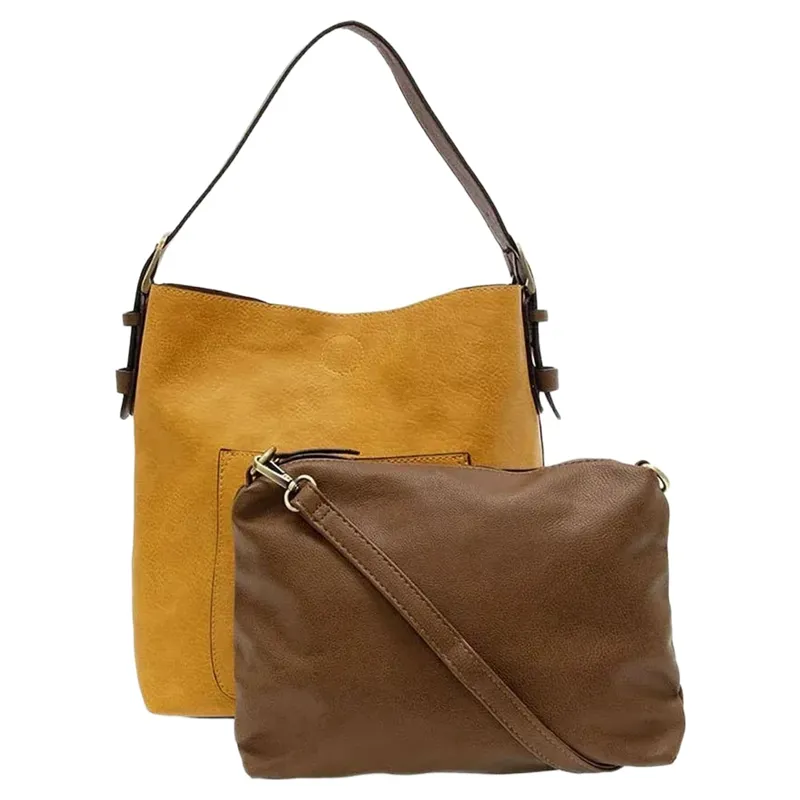Joy Accessories Classic Hobo Handbag with Insert in Honey-1