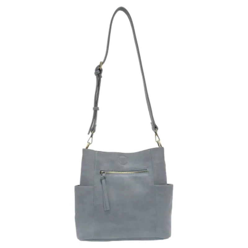 Joy Accessories Kayleigh Side Pocket Bucket Bag in New Dusty Blue-2