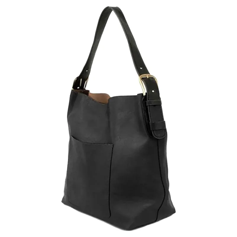 Joy Accessories Classic Hobo Handbag with Insert in Black-1