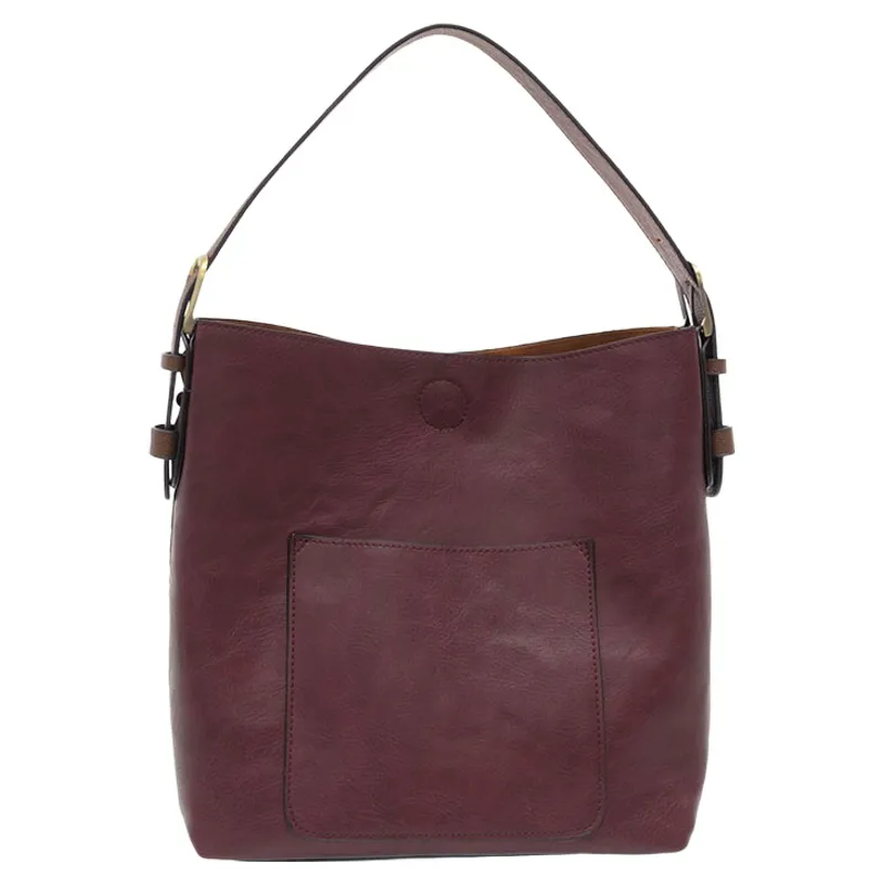 Joy Accessories Classic Hobo Handbag with Insert in Blackberry