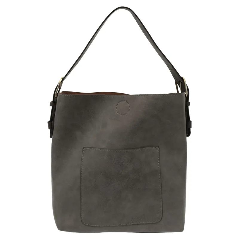 Joy Accessories Classic Hobo Handbag with Insert in Charcoal