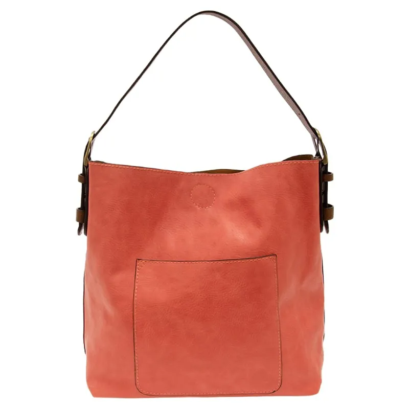 Joy Accessories Classic Hobo Handbag with Insert in Living Coral