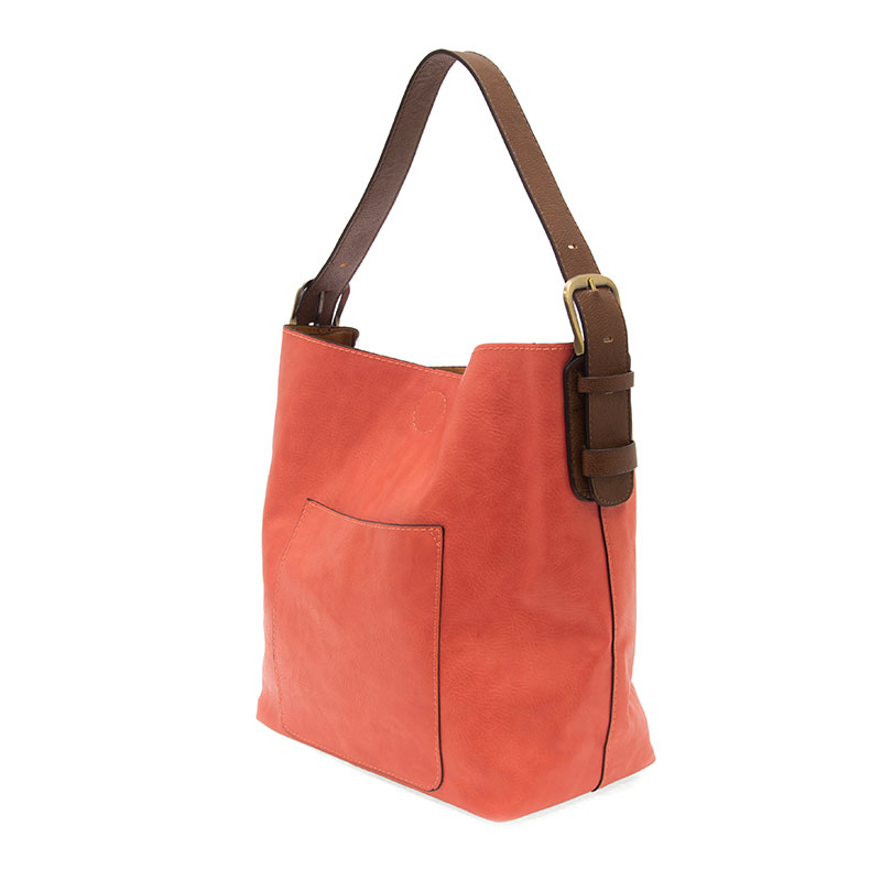 Joy Accessories Women's Classic Hobo Handbag in Living Coral-1