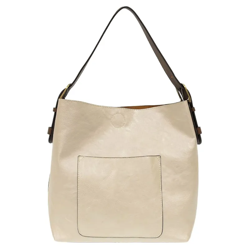 Joy Accessories Classic Hobo Handbag with Insert in Metallic Pearl