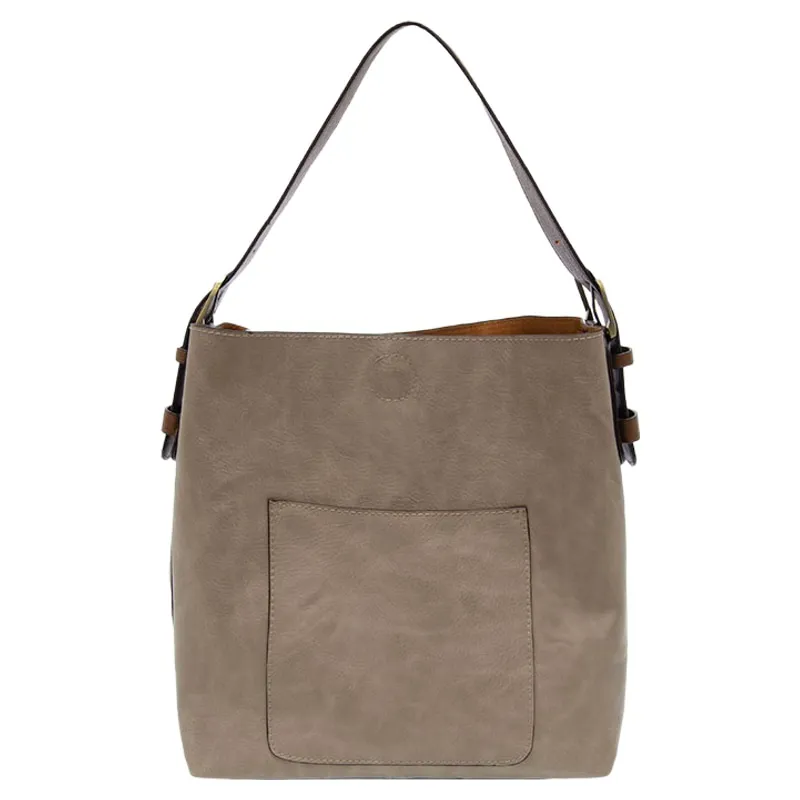 Joy Accessories Classic Hobo Handbag with Insert in New Heathered Grey