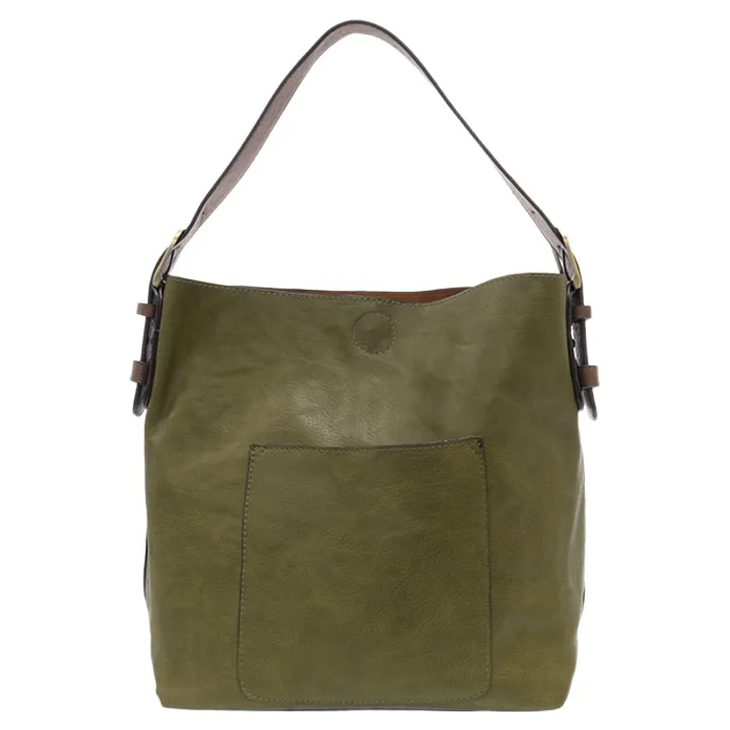 Joy Accessories Classic Hobo Handbag with Insert in Olive Brine