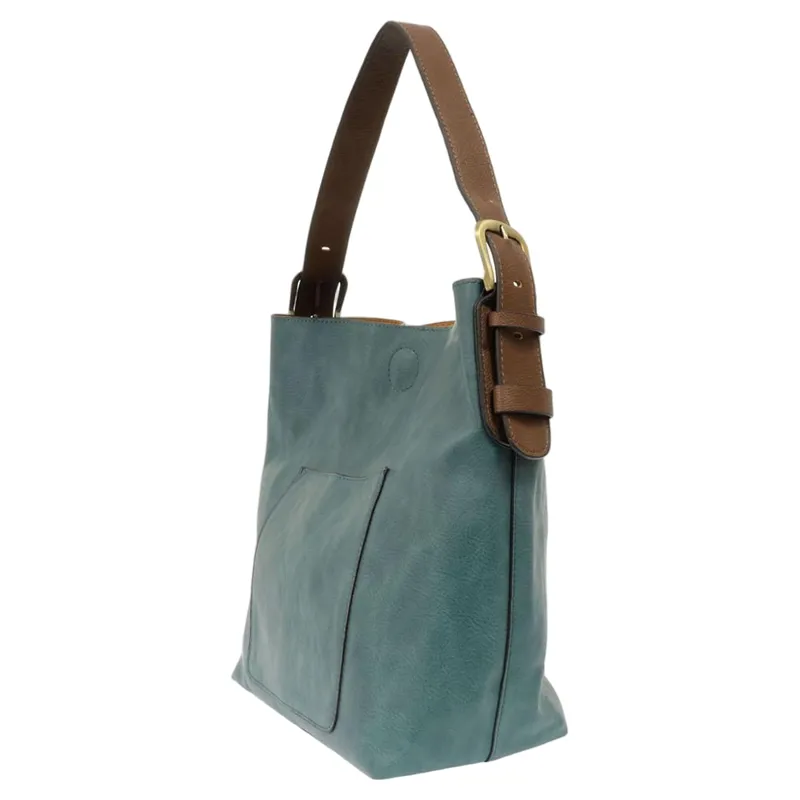 Joy Accessories Classic Hobo Handbag with Insert in Teal-ish-1