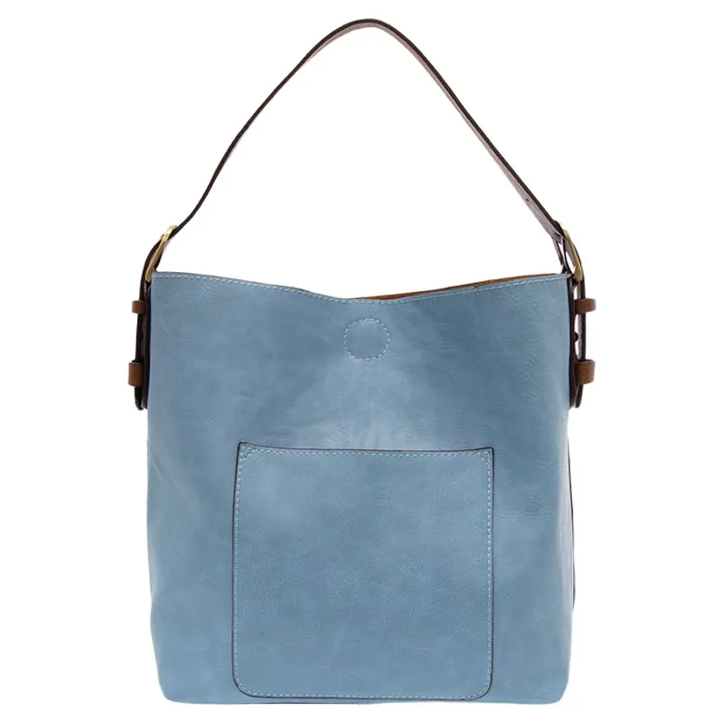 Joy Accessories Classic Hobo Handbag with Insert in Tranquil Blue