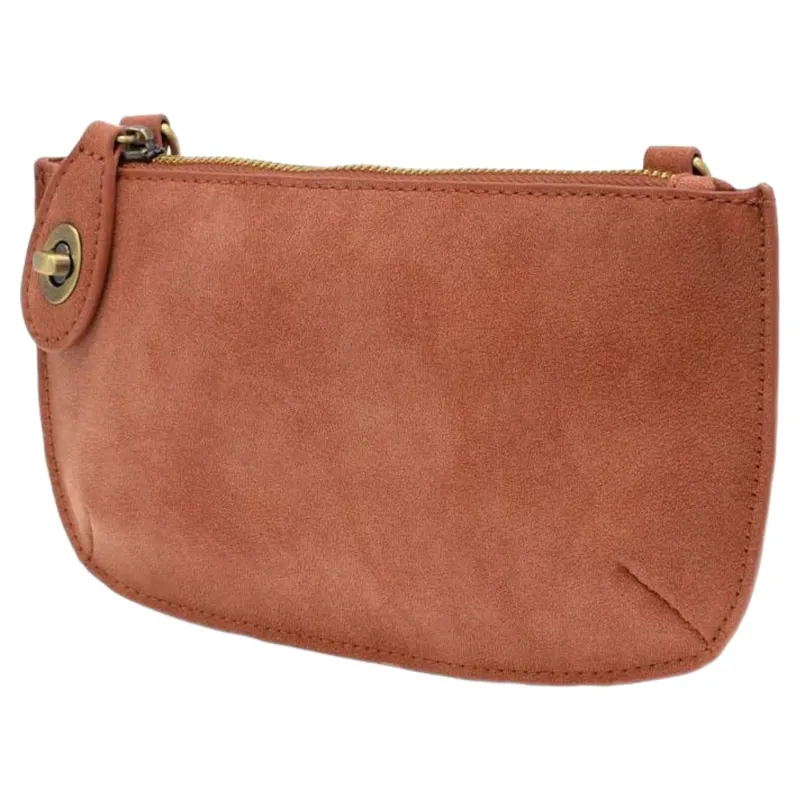 Joy Accessories Faux Suede Mini Crossbody Wristlet Clutch in Spice-2