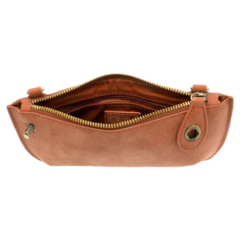 Joy Accessories Faux Suede Mini Crossbody Wristlet Clutch in Spice-3