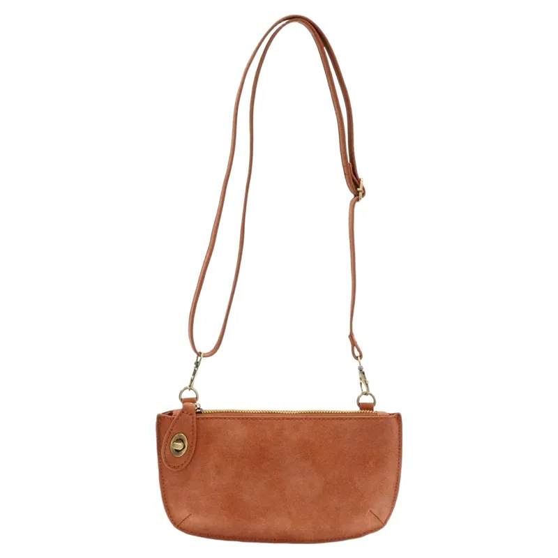 Joy Accessories Faux Suede Mini Crossbody Wristlet Clutch in Spice-1