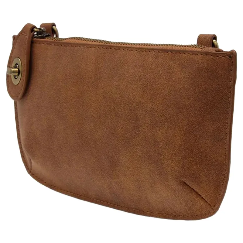 Joy Accessories Faux Suede Mini Crossbody Wristlet Clutch in Walnut-2