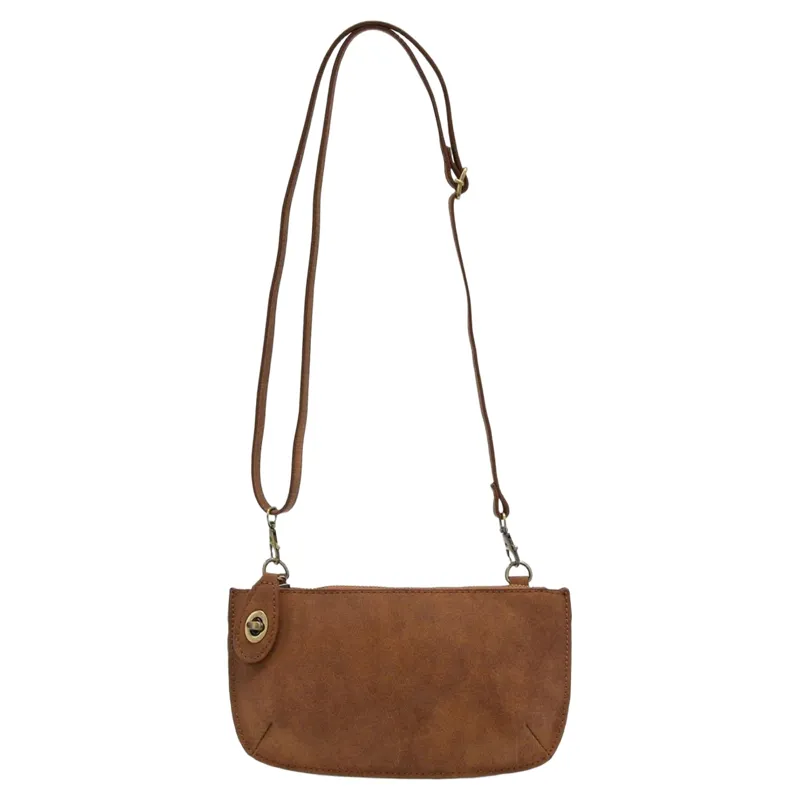 Joy Accessories Faux Suede Mini Crossbody Wristlet Clutch in Walnut-1