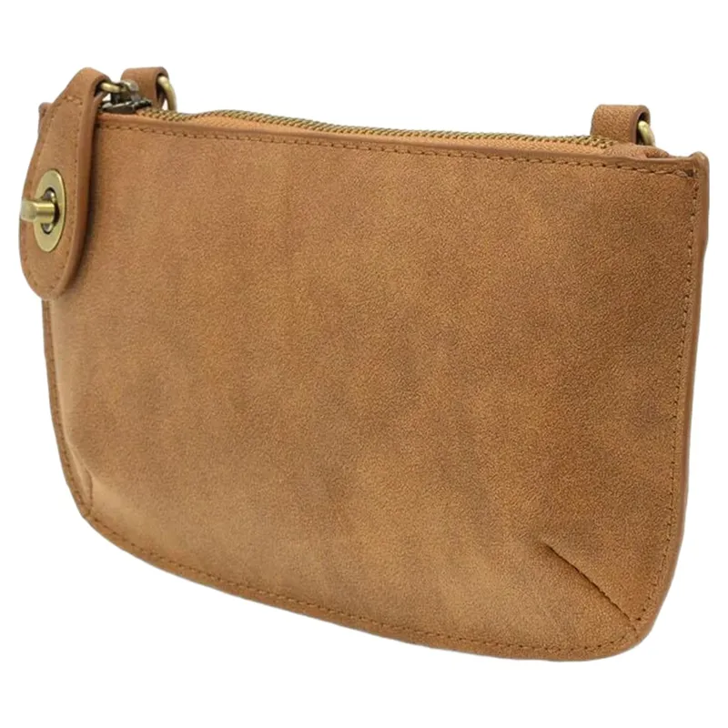 Joy Accessories Faux Suede Mini Crossbody Wristlet Clutch in Wheat-2