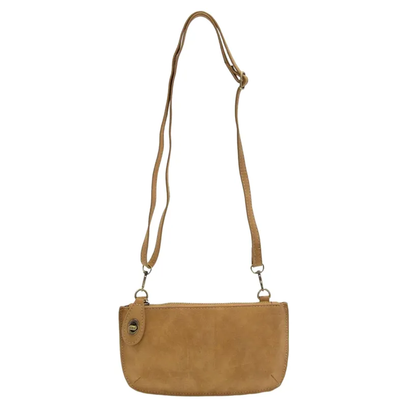 Joy Accessories Faux Suede Mini Crossbody Wristlet Clutch in Wheat-1