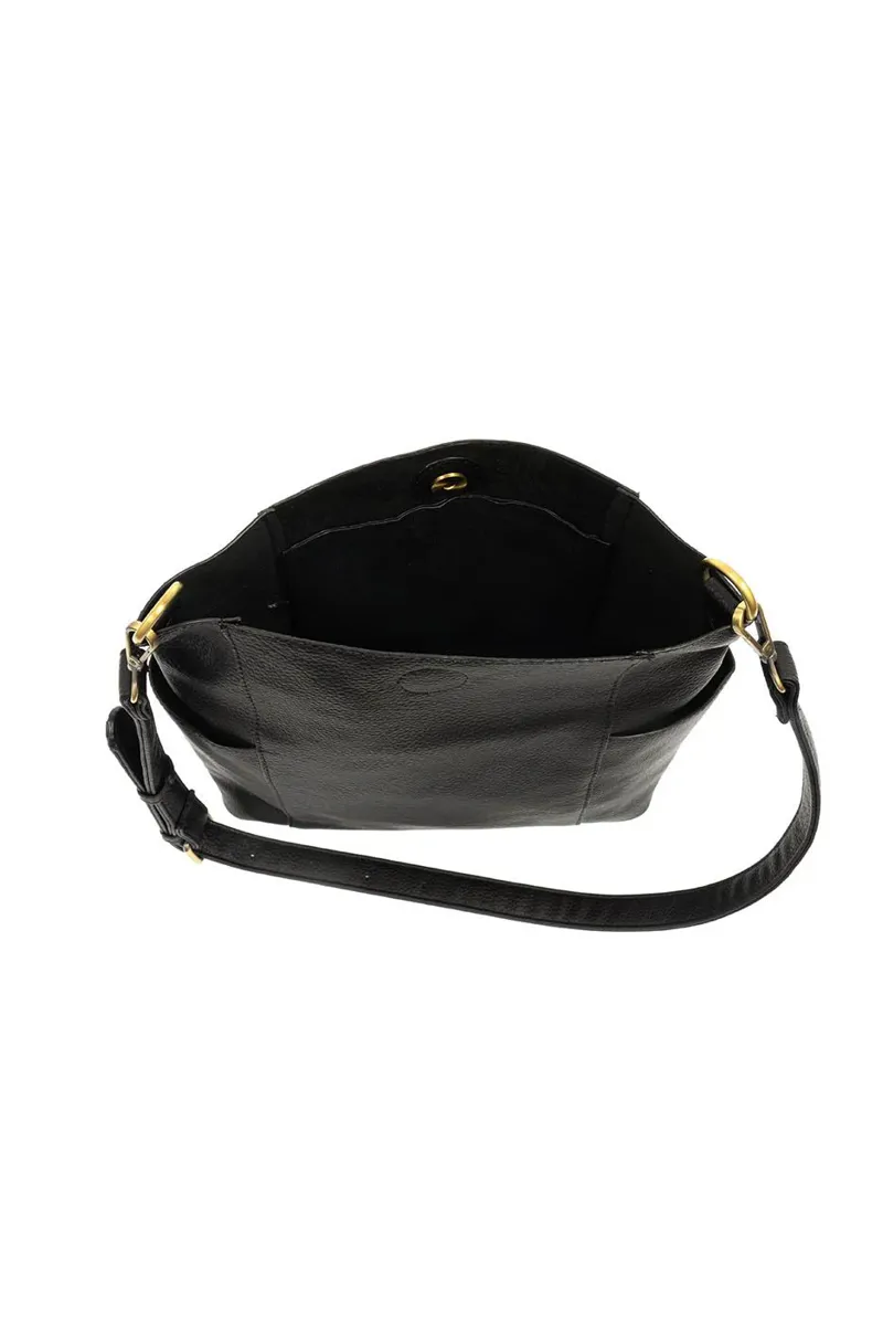 Joy Accessories Kayleigh Side Pocket Bucket Bag in Black-3