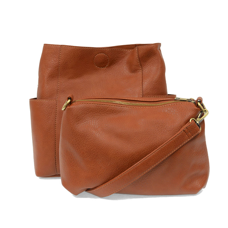 Joy Accessories Kayleigh Side Pocket Bucket Bag in Bourbon
