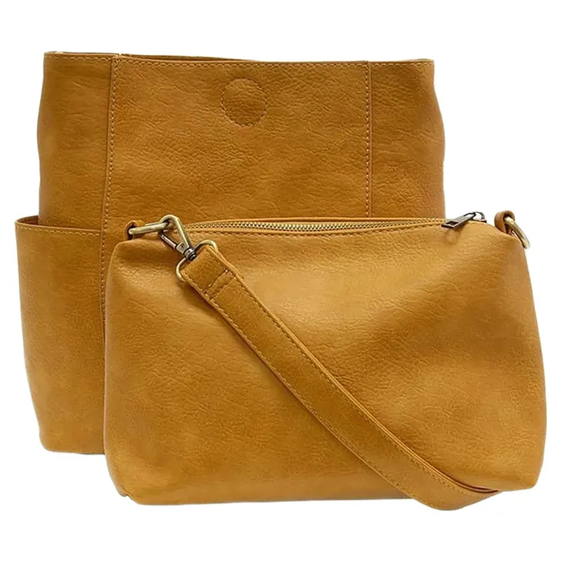 Joy Accessories Kayleigh Side Pocket Bucket Bag in Honey-1