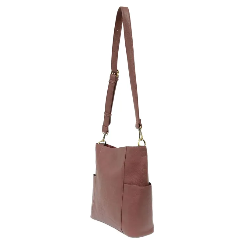 Joy Accessories Kayleigh Side Pocket Bucket Bag in Plum-3