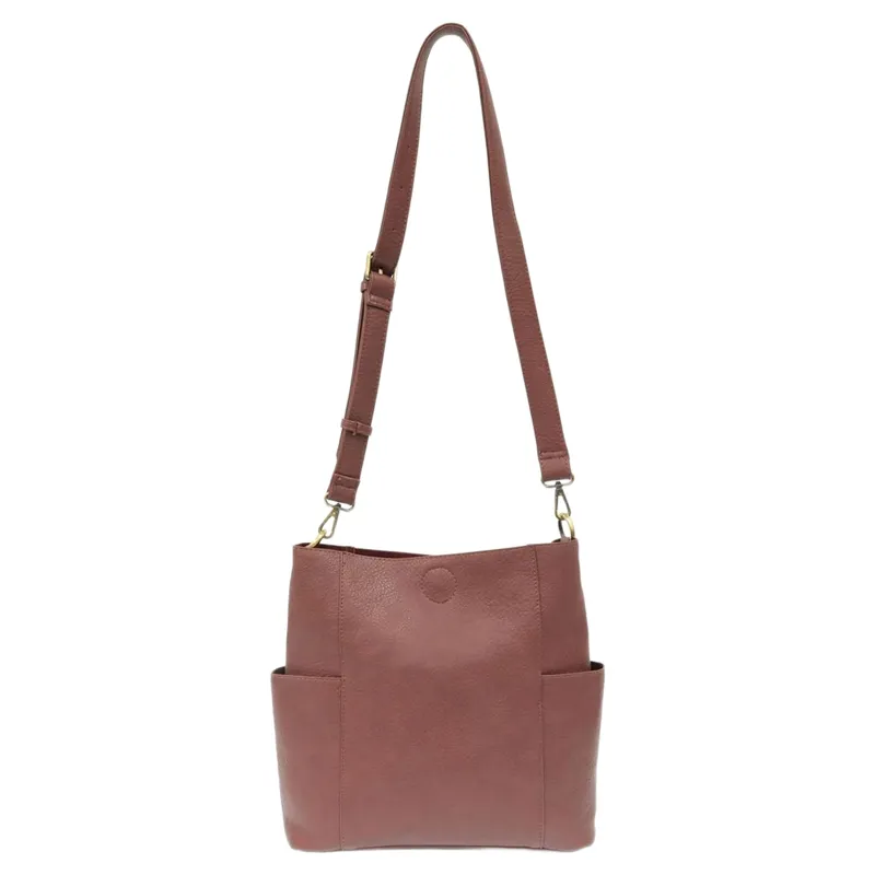Joy Accessories Kayleigh Side Pocket Bucket Bag in Plum-2