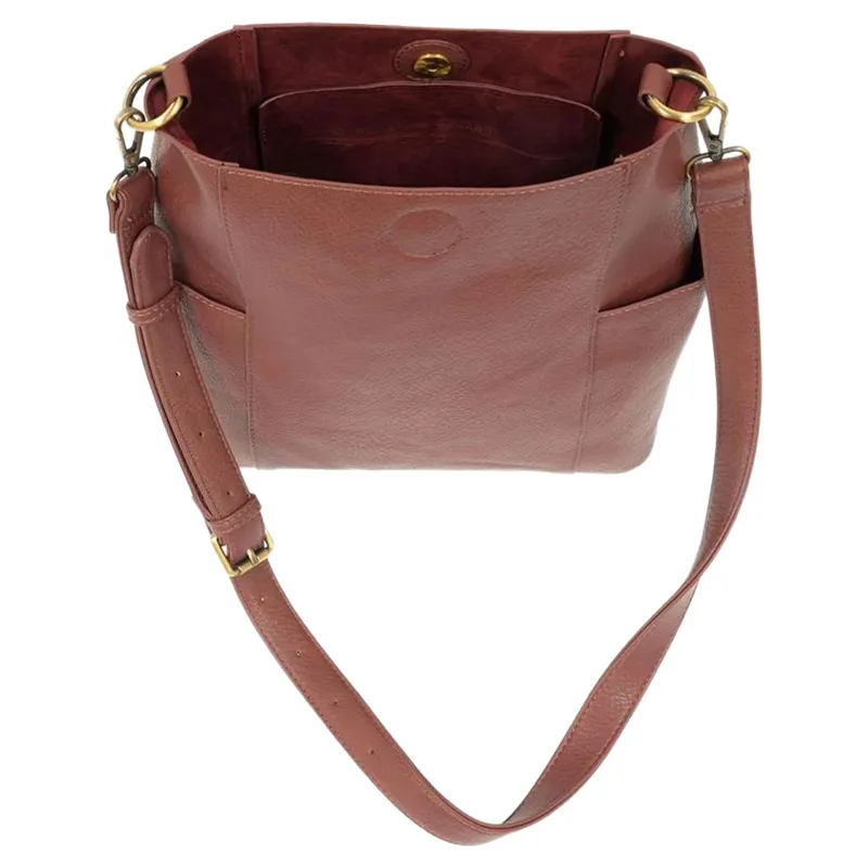 Joy Accessories Kayleigh Side Pocket Bucket Bag in Plum-5