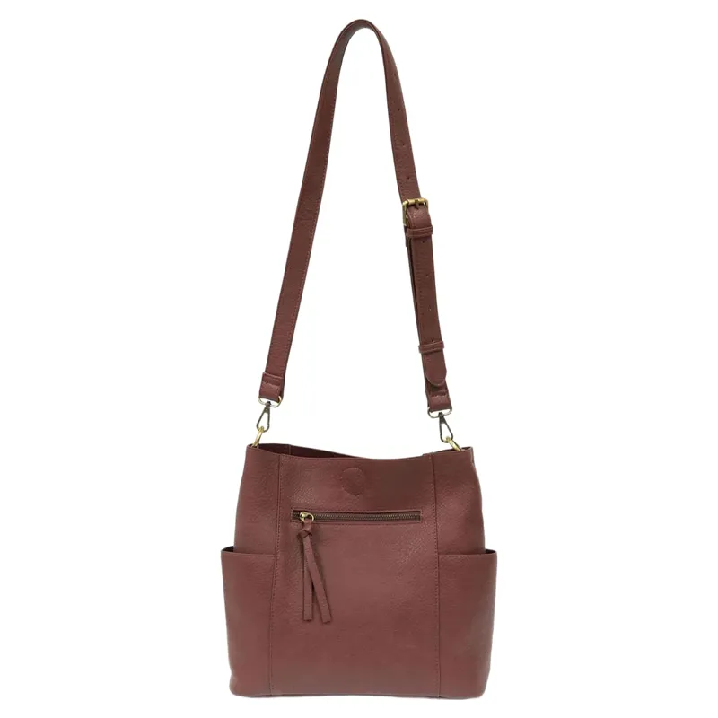 Joy Accessories Kayleigh Side Pocket Bucket Bag in Plum-4