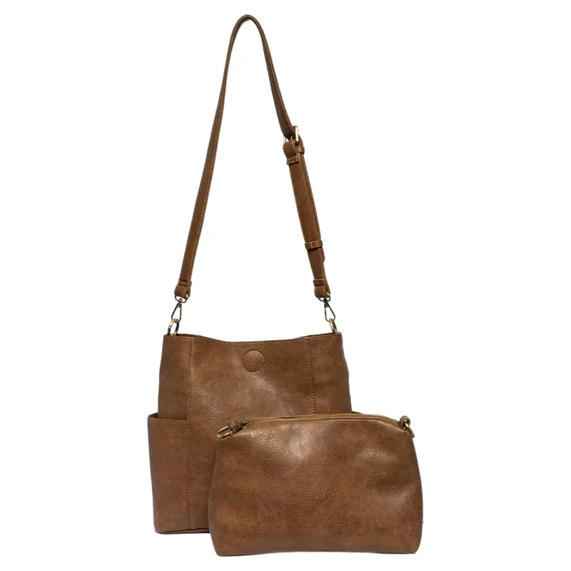 Joy Accessories Kayleigh Side Pocket Bucket Bag in Roasted Pecan-1