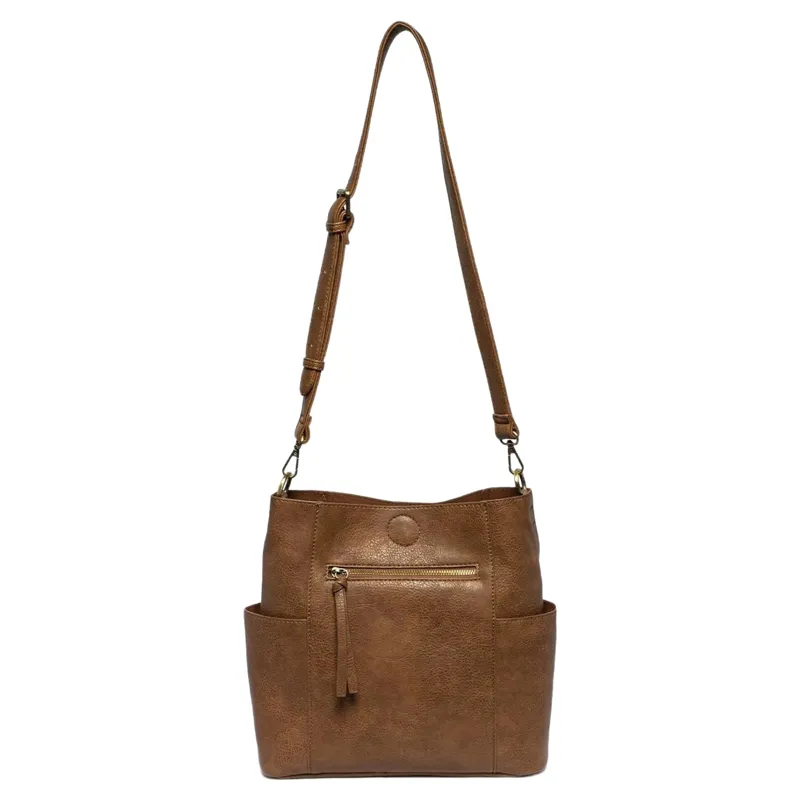 Joy Accessories Kayleigh Side Pocket Bucket Bag in Roasted Pecan-2
