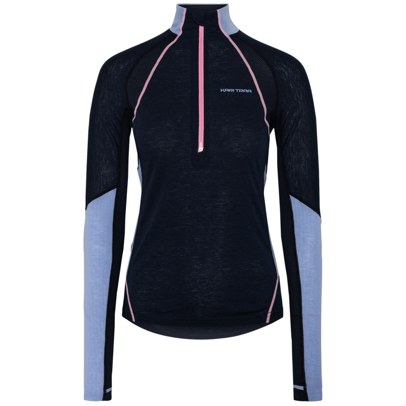 Kari Traa Women's Alma Half Zip Top in Dark Navy Blue-2