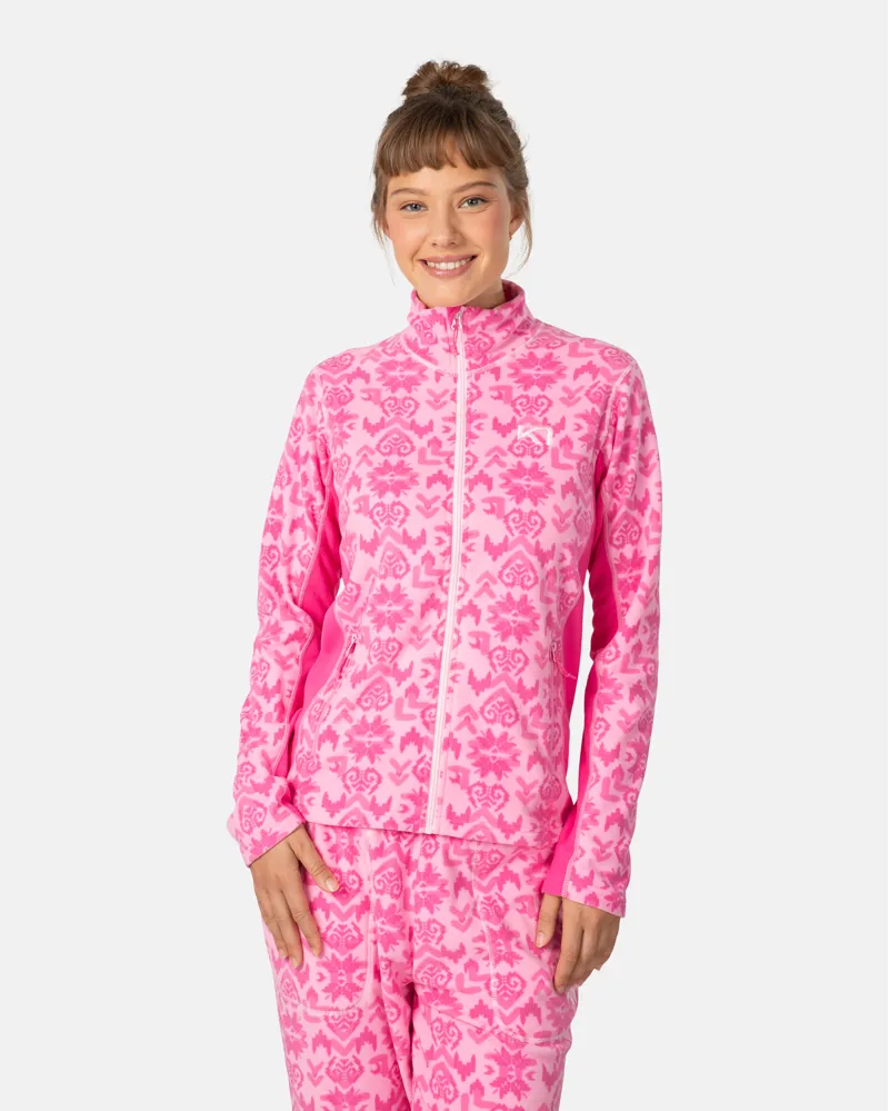 Kari Traa Women's Olga Full Zip Fleece Top in Sweet Pink-2