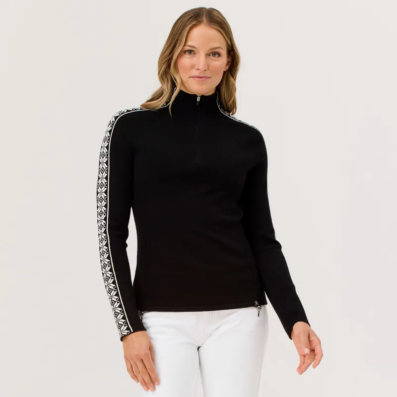 Krimson Klover Women's Slalom Zip Neck Sweater in Black