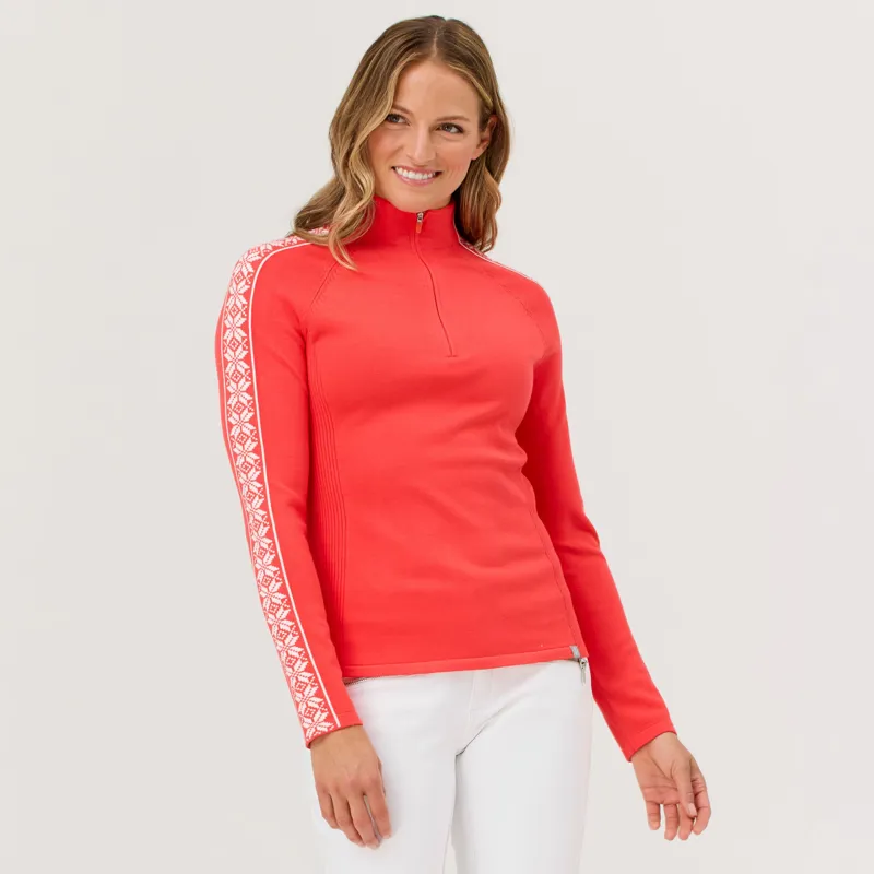 Krimson Klover Women's Slalom Zip Neck Sweater in Radiant Red