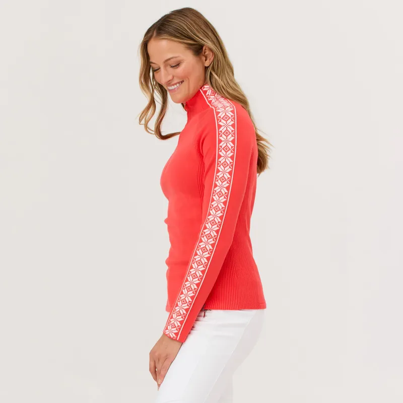 Krimson Klover Women's Slalom Zip Neck Sweater in Radiant Red-1