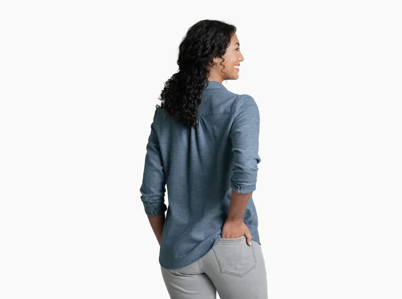 Kuhl Women's Whisper Flannel Shirt in Metal Blue-1