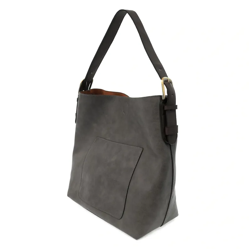 Joy Accessories Classic Hobo Handbag with Insert in Charcoal-2