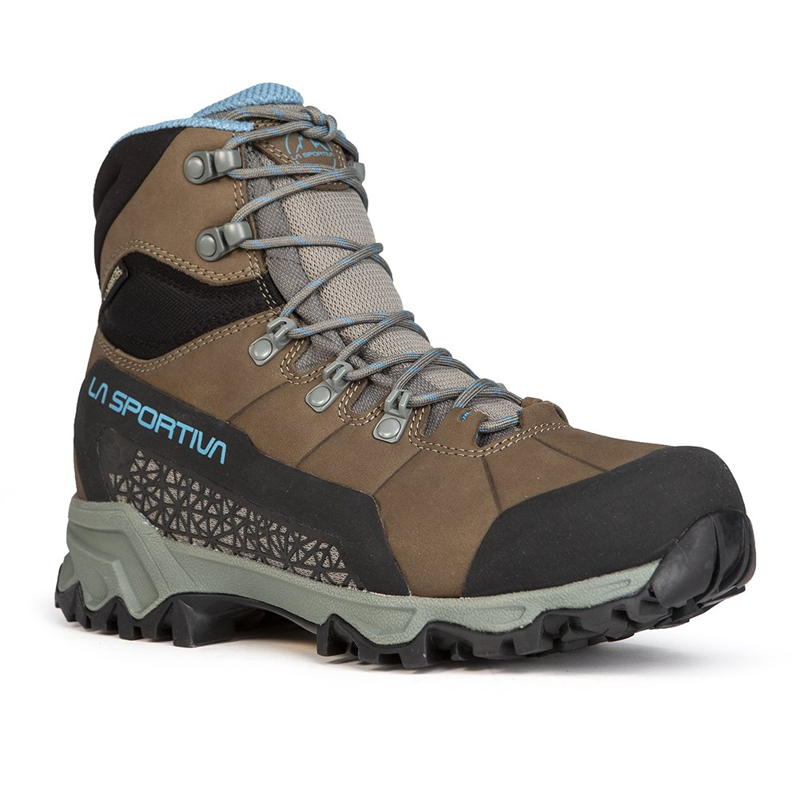 La Sportiva Women's Nucleo High II GTX Boots in Oak and Topaz-1