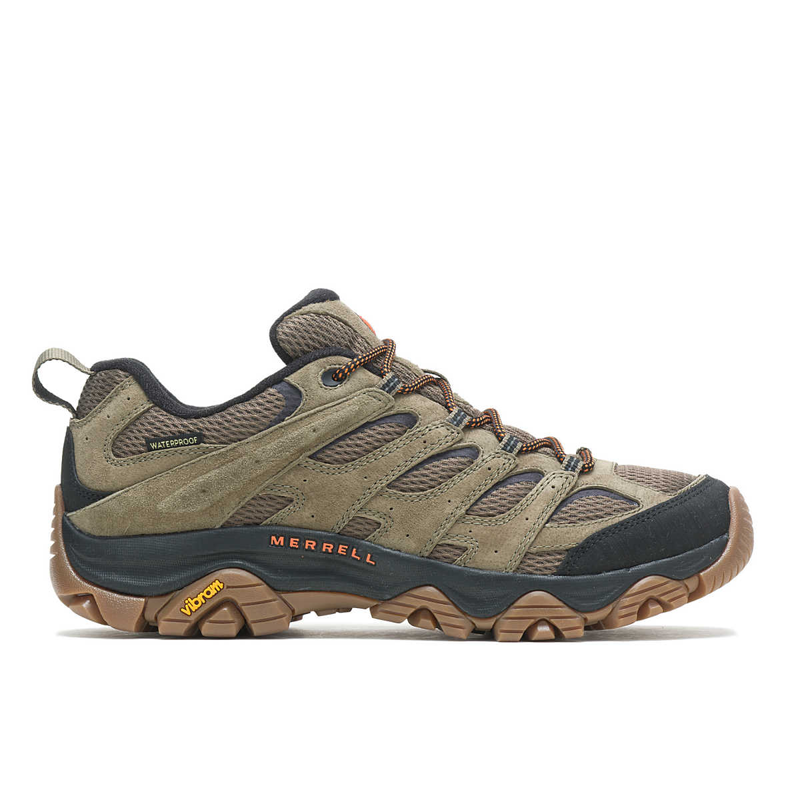 Merrell Moab 3 Waterproof Hiking Shoes in Olive/Gum Wide-1