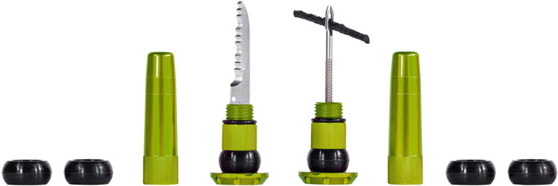 Muc-Off Stealth Tubeless Puncture Plugs Bar-End Mount Pair in Green-2
