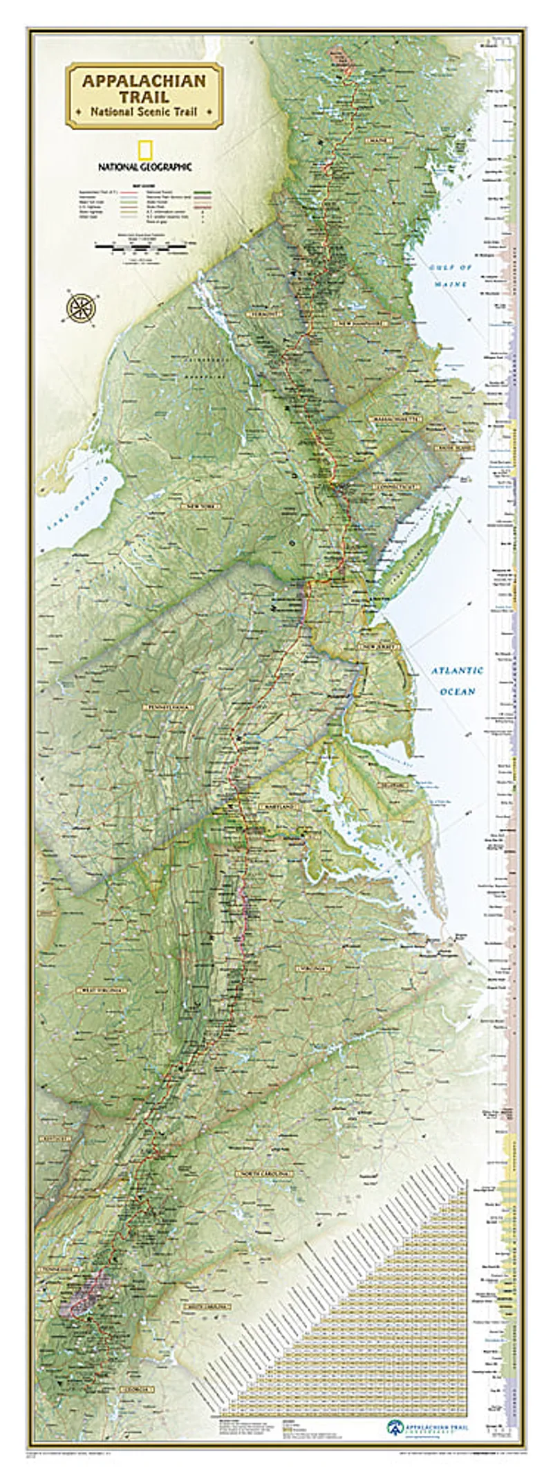 National Geographic Appalachian Trail Wall Map