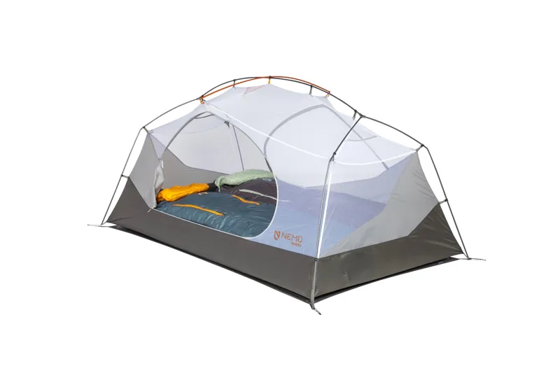 Nemo Aurora 2P Backpacking Tent with Footprint in Fog and Smokey Olive