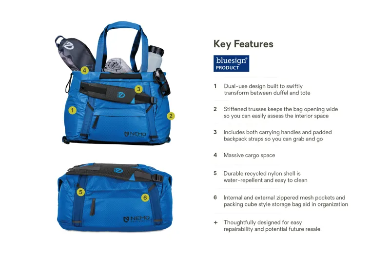 Nemo Double Haul 30L Convertible Duffel Bag in Lake-1
