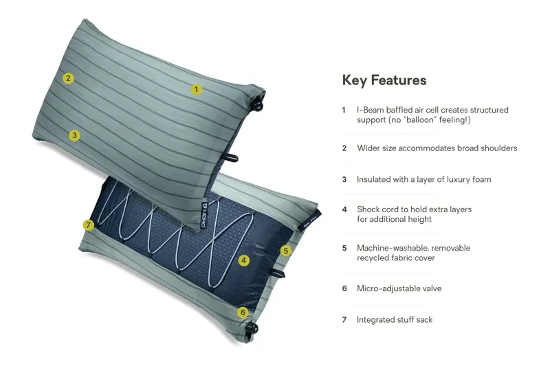 Nemo Fillo Wide Camping Pillow in Silt Stripe-8