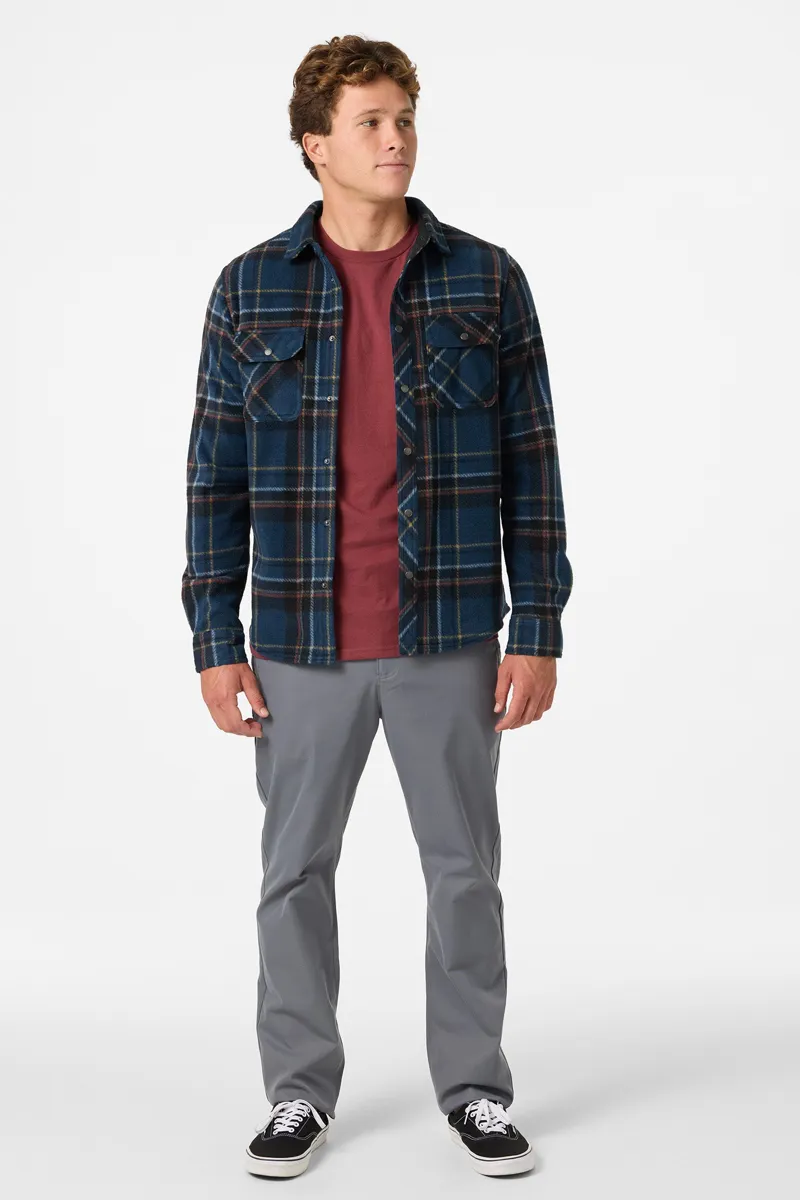 O'Neill Clothing Glacier Plaid Superfleece Shirt in Midnight Navy-1