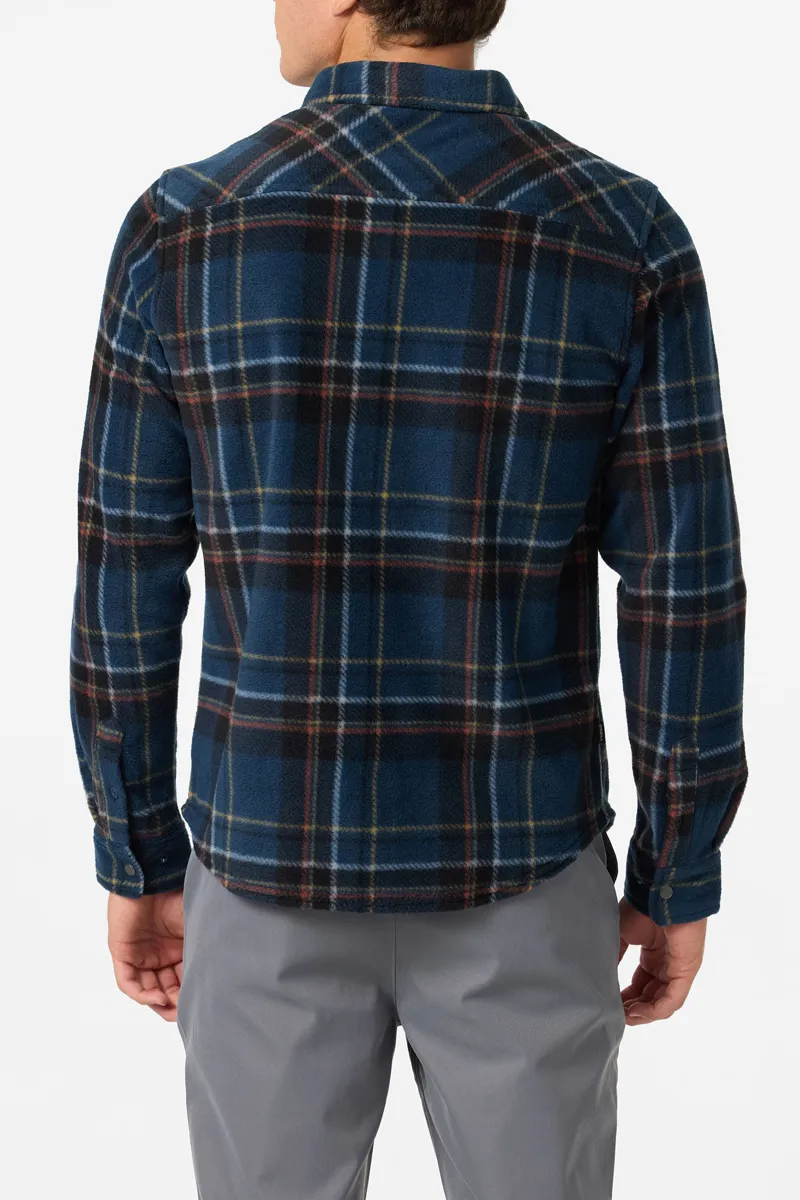 O'Neill Clothing Glacier Plaid Superfleece Shirt in Midnight Navy-6