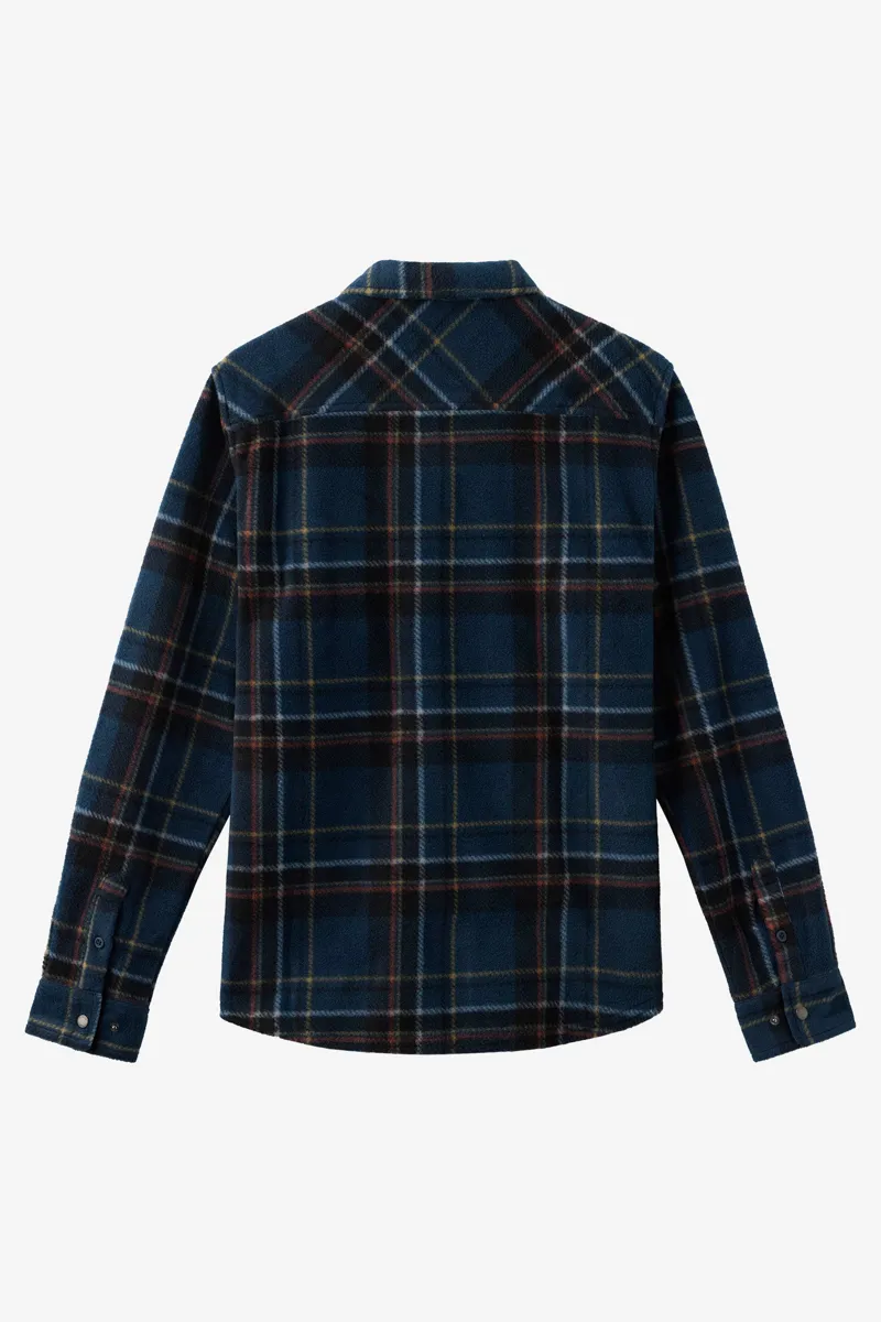 O'Neill Clothing Glacier Plaid Superfleece Shirt in Midnight Navy-7