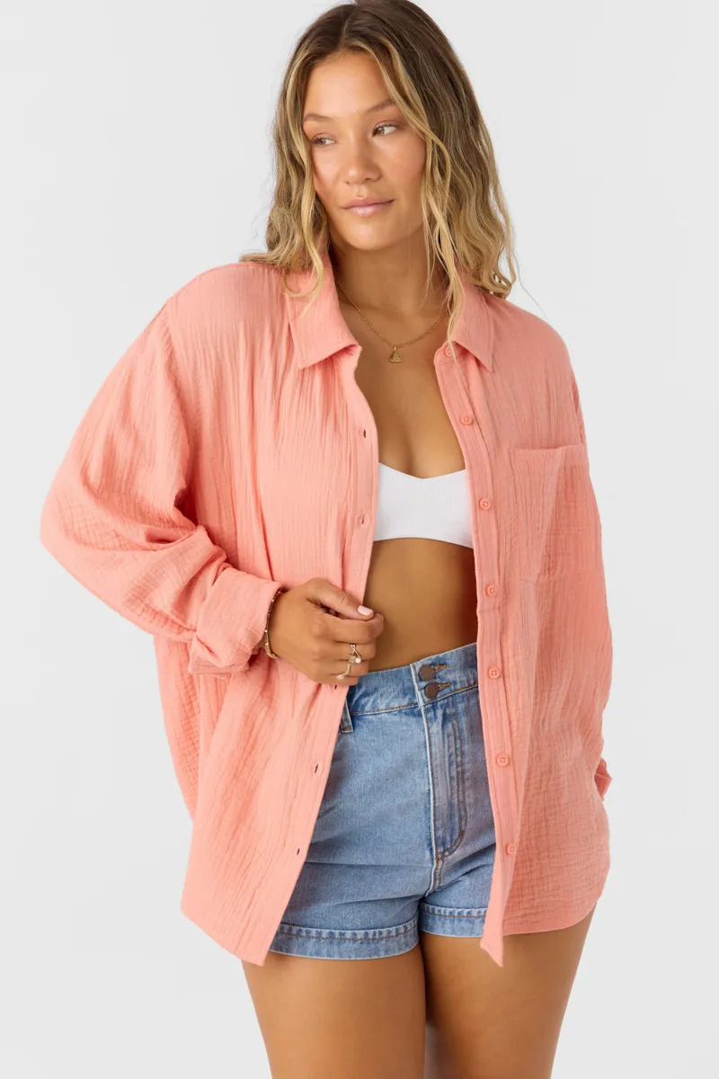 売れ筋商品|||オニール カットソー トップス レディース Juniors' Leni Relaxed Shirt Canyon Clay O'Neill Clothing Women's Leni Relaxed Shirt in Canyon Clay