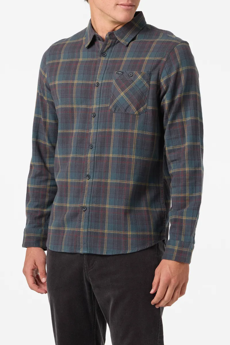 O'Neill Clothing Redmond Plaid Flannel Long Sleeve Shirt in Dark Slate-2