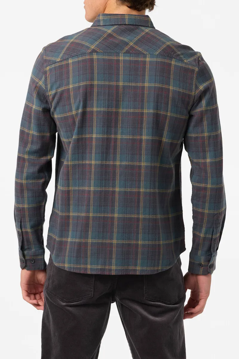 O'Neill Clothing Redmond Plaid Flannel Long Sleeve Shirt in Dark Slate-3